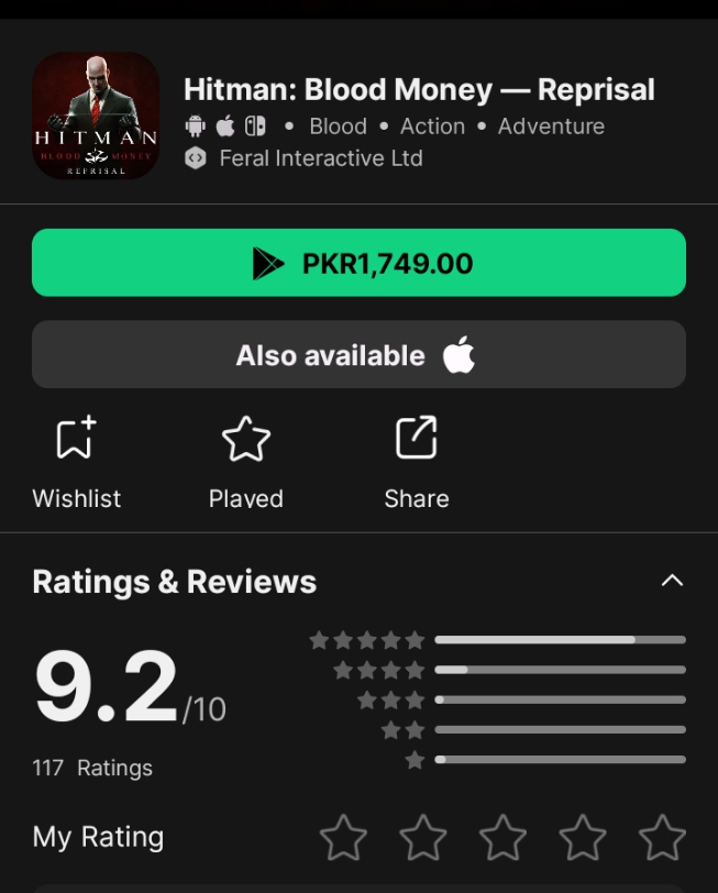 For paid game the download button will show a price in local currency