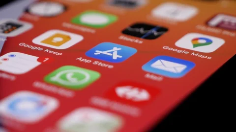 Appstore icon with other icons on mobile screen